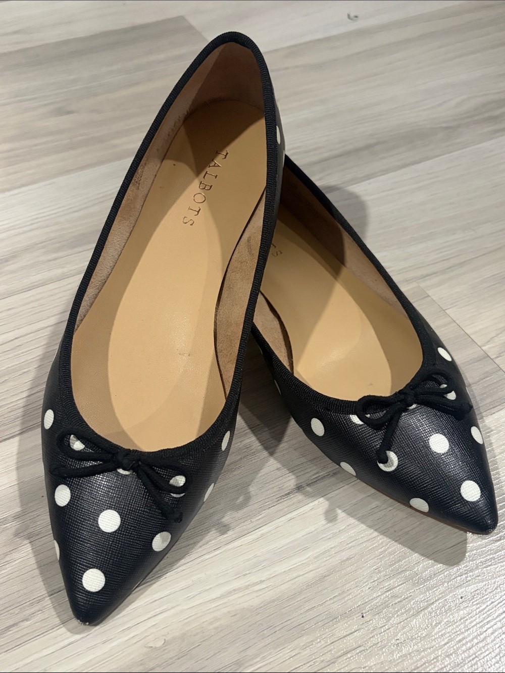 Talbots Black Polka Dot Trim Ballet Flats Size 8.5